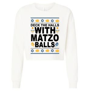 Deck The Halls With Matzo Balls Jewish Cropped Pullover Crew