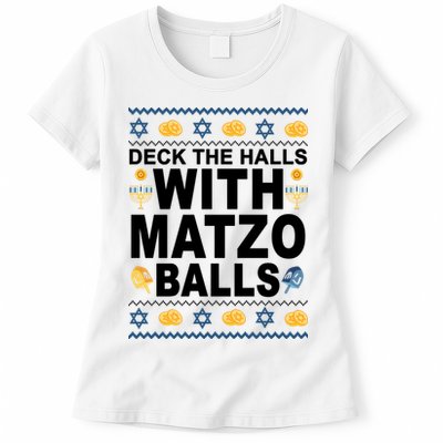 Deck The Halls With Matzo Balls Jewish Womens T-Shirt