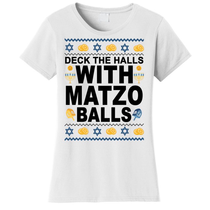 Deck The Halls With Matzo Balls Jewish Women's T-Shirt