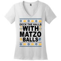 Deck The Halls With Matzo Balls Jewish Women's V-Neck T-Shirt