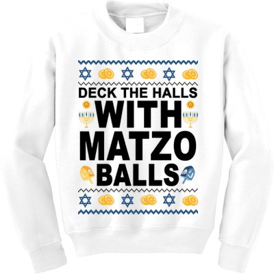 Deck The Halls With Matzo Balls Jewish Kids Sweatshirt