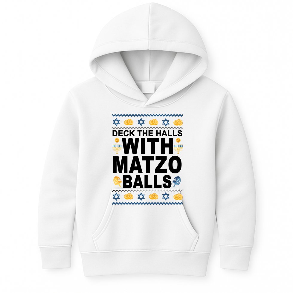 Deck The Halls With Matzo Balls Jewish Kids Hoodie