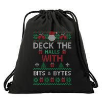 Deck The Halls With Bits And Bytes Christmas Xmas Pajamas Drawstring Bag