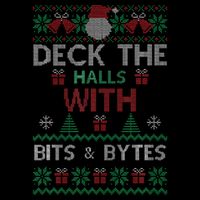 Deck The Halls With Bits And Bytes Christmas Xmas Pajamas Flat Bill Trucker Hat