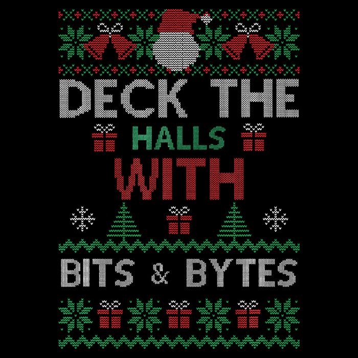 Deck The Halls With Bits And Bytes Christmas Xmas Pajamas Flat Bill Trucker Hat