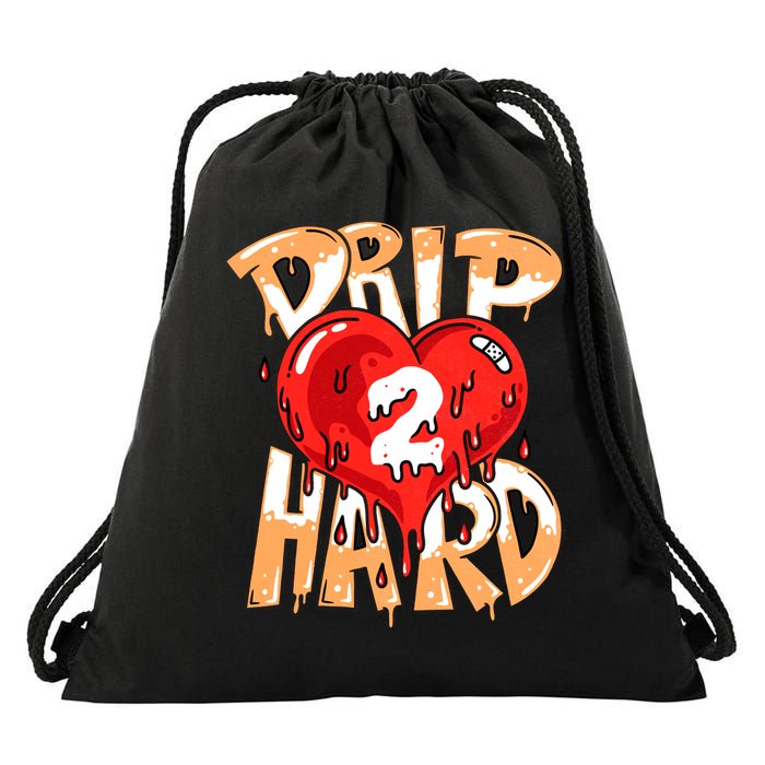 Drip Too Hard Heart Dripping Cool Swag Team Matching Sneaker Gift Idea Drawstring Bag