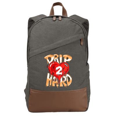 Drip Too Hard Heart Dripping Cool Swag Team Matching Sneaker Gift Idea Cotton Canvas Backpack