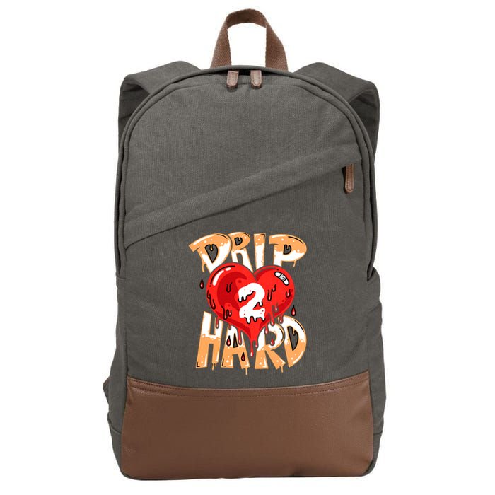 Drip Too Hard Heart Dripping Cool Swag Team Matching Sneaker Gift Idea Cotton Canvas Backpack