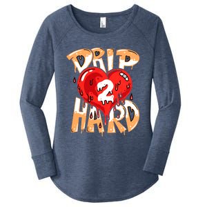 Drip Too Hard Heart Dripping Cool Swag Team Matching Sneaker Gift Idea Women's Perfect Tri Tunic Long Sleeve Shirt