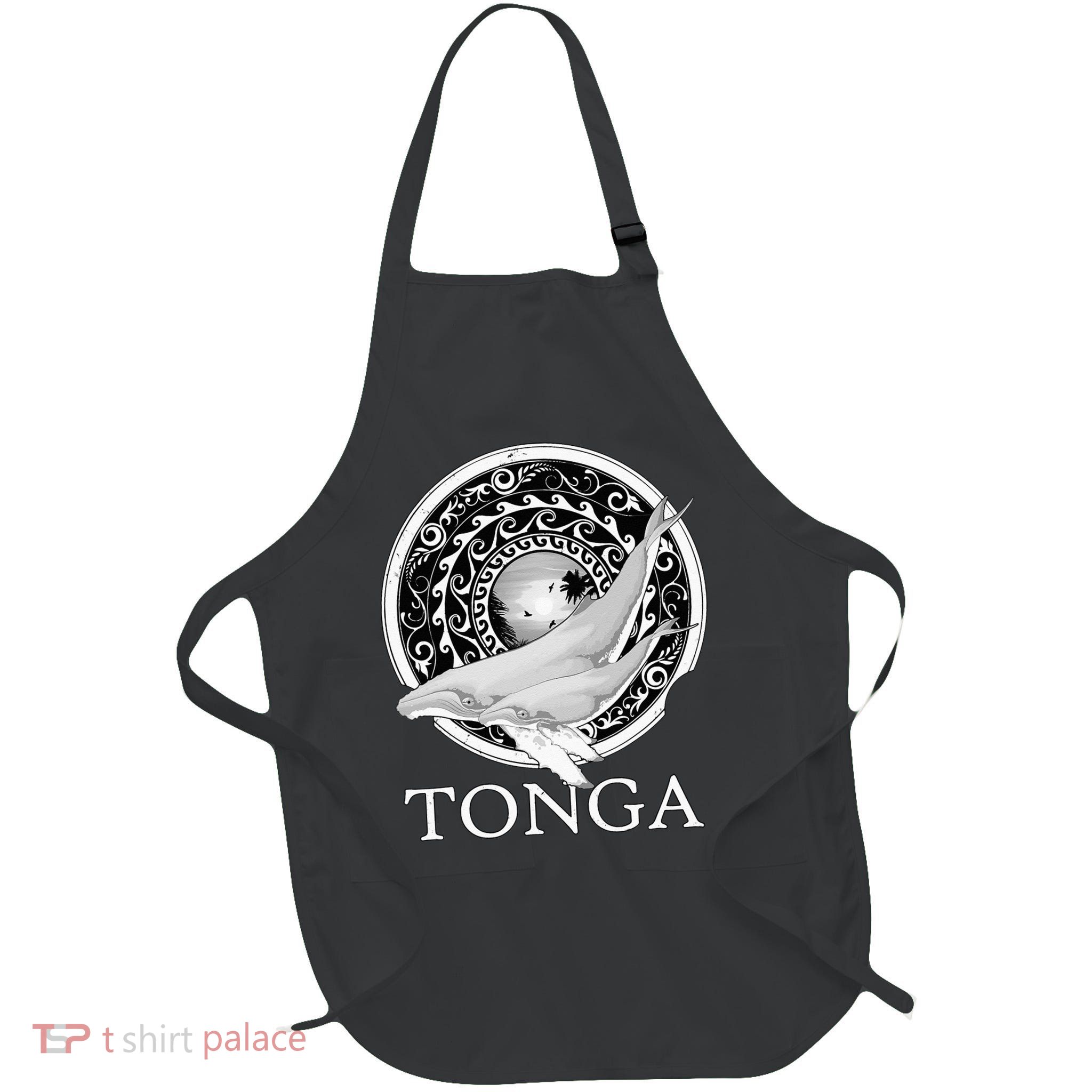 Dive Tonga Humpback Whales Polynesian Design Tonga Roots Full-Length Apron With Pockets
