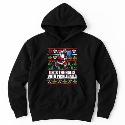 Deck The Halls Ugly Christmas Sweater Pickleball Memes Hoodie