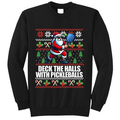 Deck The Halls Ugly Christmas Sweater Pickleball Memes Sweatshirt