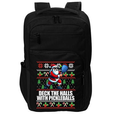 Deck The Halls Ugly Christmas Sweater Pickleball Memes Impact Tech Backpack