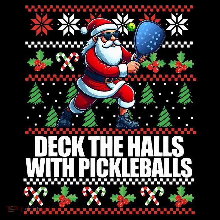 Deck The Halls Ugly Christmas Sweater Pickleball Memes Sustainable Bucket Hat