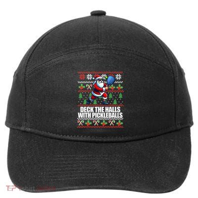 Deck The Halls Ugly Christmas Sweater Pickleball Memes 7-Panel Snapback Hat