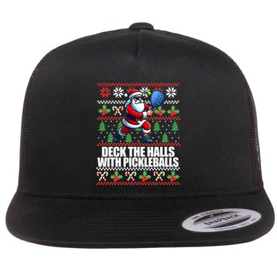 Deck The Halls Ugly Christmas Sweater Pickleball Memes Flatbill Hat