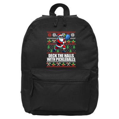 Deck The Halls Ugly Christmas Sweater Pickleball Memes 16 in Basic Backpack