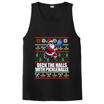 Deck The Halls Ugly Christmas Sweater Pickleball Memes PosiCharge Competitor Tank