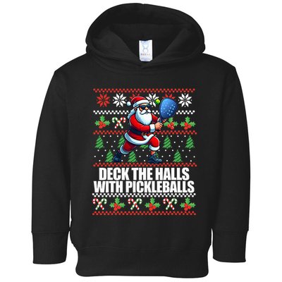 Deck The Halls Ugly Christmas Sweater Pickleball Memes Toddler Hoodie