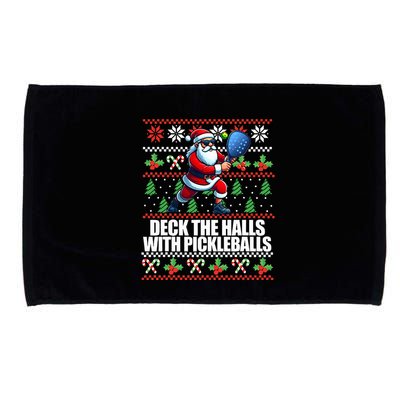 Deck The Halls Ugly Christmas Sweater Pickleball Memes Microfiber Hand Towel