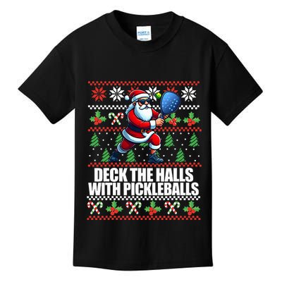 Deck The Halls Ugly Christmas Sweater Pickleball Memes Kids T-Shirt