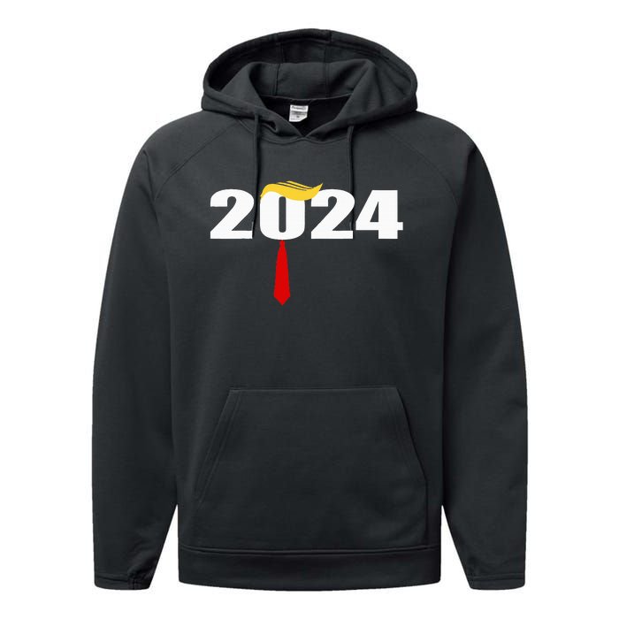 Donald Trump Hair Tie Donald Trump 2024 President Performance Fleece Hoodie