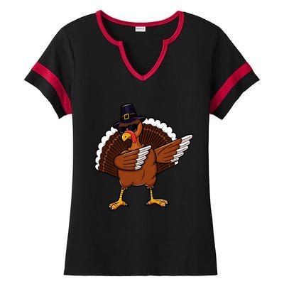 Dabbing Turkey Happy Turkey Day Dab Thanksgiving Gift Funny Gift Ladies Halftime Notch Neck Tee