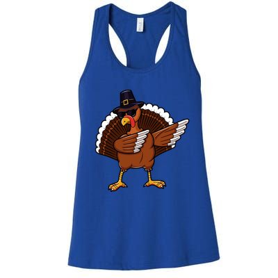 Dabbing Turkey Happy Turkey Day Dab Thanksgiving Gift Funny Gift Women's Racerback Tank