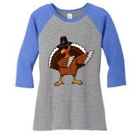 Dabbing Turkey Happy Turkey Day Dab Thanksgiving Gift Funny Gift Women's Tri-Blend 3/4-Sleeve Raglan Shirt