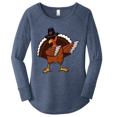 Dabbing Turkey Happy Turkey Day Dab Thanksgiving Gift Funny Gift Women's Perfect Tri Tunic Long Sleeve Shirt