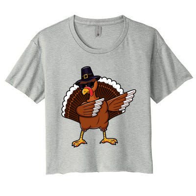 Dabbing Turkey Happy Turkey Day Dab Thanksgiving Gift Funny Gift Women's Crop Top Tee