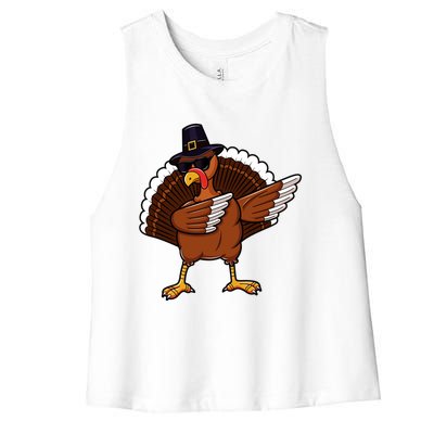 Dabbing Turkey Happy Turkey Day Dab Thanksgiving Gift Funny Gift Women's Racerback Cropped Tank