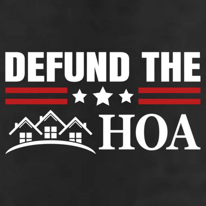 DEFUND THE HOA Homeowners Association 7 Panel Mesh Trucker Snapback Hat