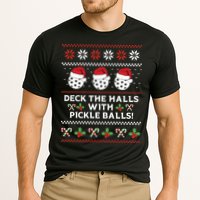 DECK THE HALLS PICKLE BALLS Ugly Christmas Pickleball Cooling Performance Crew T-Shirt