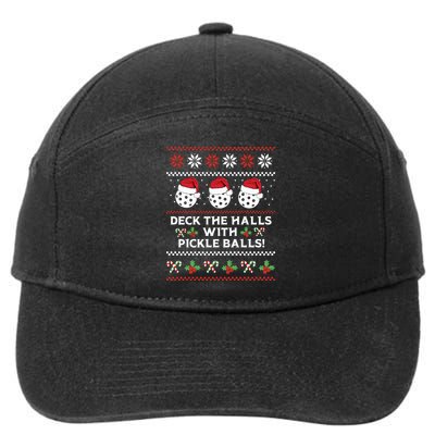 DECK THE HALLS PICKLE BALLS Ugly Christmas Pickleball 7-Panel Snapback Hat