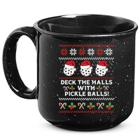 DECK THE HALLS PICKLE BALLS Ugly Christmas Pickleball 15oz Campfire Ceramic Mug