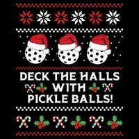 DECK THE HALLS PICKLE BALLS Ugly Christmas Pickleball Drawstring Bag