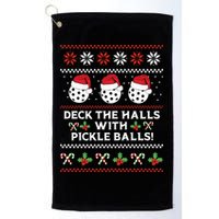 DECK THE HALLS PICKLE BALLS Ugly Christmas Pickleball Golf Towel