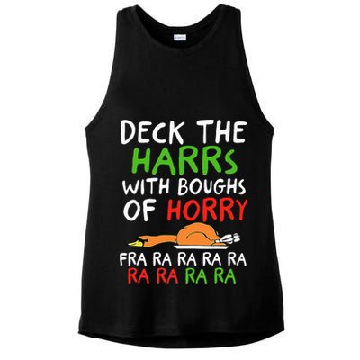 Deck The Harrs With Boughs Of Horry Fra Ra Ra Ra Goose Xmas Ladies PosiCharge Tri-Blend Wicking Tank
