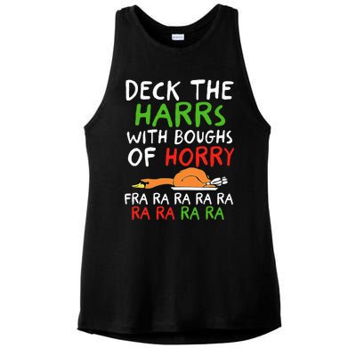 Deck The Harrs With Boughs Of Horry Fra Ra Ra Ra Goose Xmas Ladies PosiCharge Tri-Blend Wicking Tank