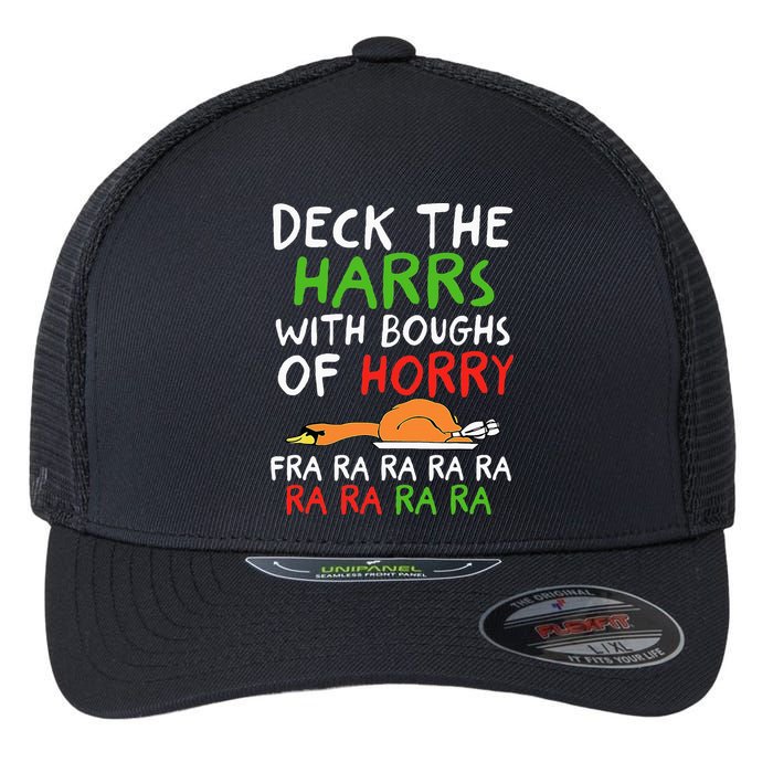 Deck The Harrs With Boughs Of Horry Fra Ra Ra Ra Goose Xmas Flexfit Unipanel Trucker Cap