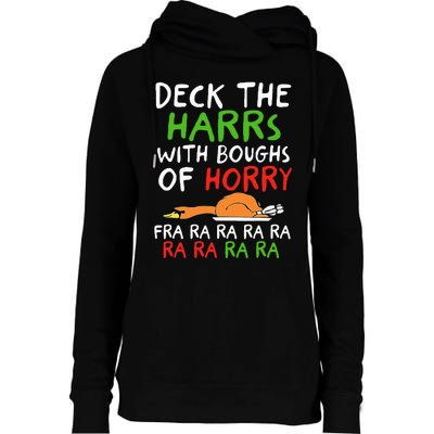 Deck The Harrs With Boughs Of Horry Fra Ra Ra Ra Goose Xmas Womens Funnel Neck Pullover Hood