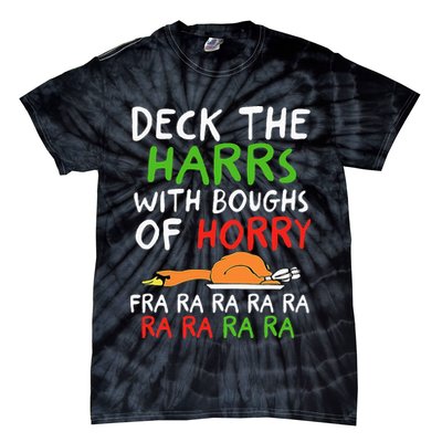 Deck The Harrs With Boughs Of Horry Fra Ra Ra Ra Goose Xmas Tie-Dye T-Shirt