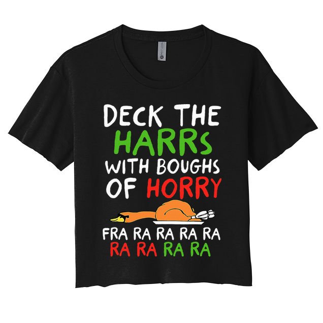 Deck The Harrs With Boughs Of Horry Fra Ra Ra Ra Goose Xmas Crop Top