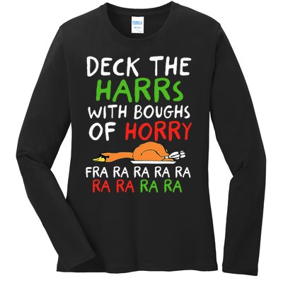 Deck The Harrs With Boughs Of Horry Fra Ra Ra Ra Goose Xmas Ladies Long Sleeve Shirt