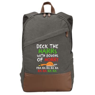Deck The Harrs With Boughs Of Horry Fra Ra Ra Ra Goose Xmas Cotton Canvas Backpack