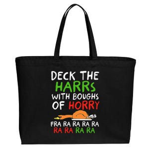 Deck The Harrs With Boughs Of Horry Fra Ra Ra Ra Goose Xmas Cotton Canvas Jumbo Tote