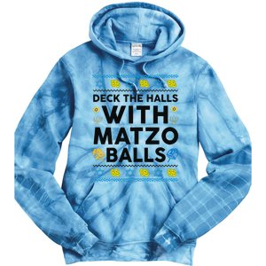  Deck The Halls With Matzo Balls Ugly Hanukkah Happy Jewish  Tie Dye Hoodie