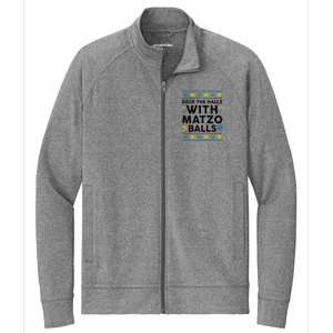  Deck The Halls With Matzo Balls Ugly Hanukkah Happy Jewish  Stretch Full-Zip Cadet Jacket