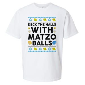  Deck The Halls With Matzo Balls Ugly Hanukkah Happy Jewish  Sueded Cloud Jersey T-Shirt